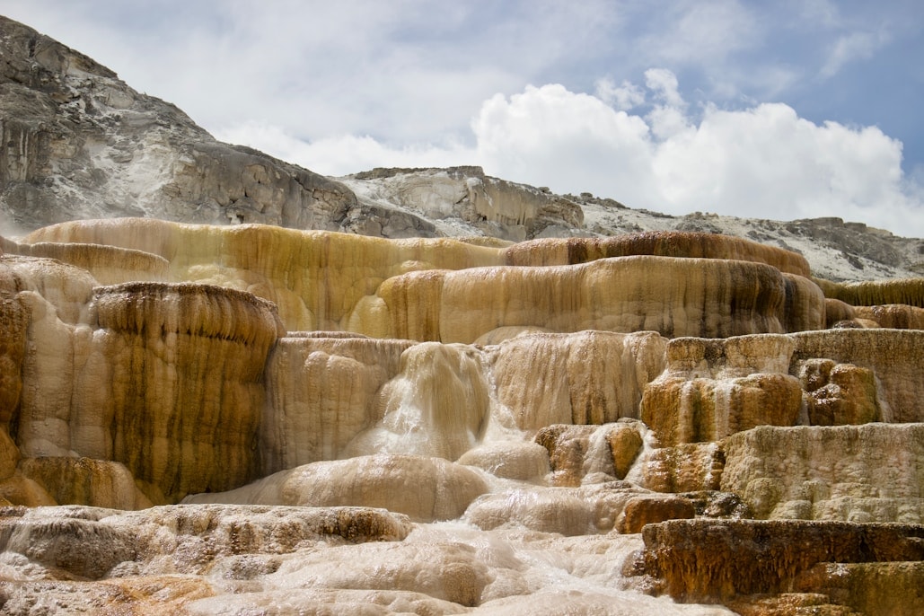 Travertine terraces at Mammoth Hot Springs